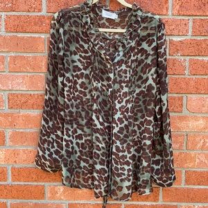 Animal print shear blouse